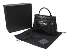 Load image into Gallery viewer, 新品同様 HERMES エルメス ケリー32 外縫い ソーブラック □N刻印 ニロティカスマット ブラック金具 ハンドバッグ 2WAY 中古 4b007135