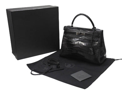 新品同様 HERMES エルメス ケリー32 外縫い ソーブラック □N刻印 ニロティカスマット ブラック金具 ハンドバッグ 2WAY 中古 4b007135