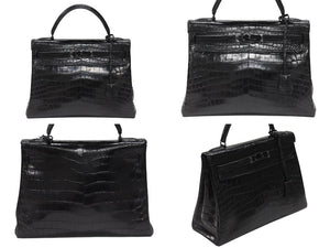 新品同様 HERMES エルメス ケリー32 外縫い ソーブラック □N刻印 ニロティカスマット ブラック金具 ハンドバッグ 2WAY 中古 4b007135
