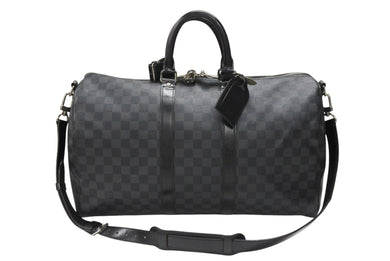 LOUISVUITTON ルイヴィトン キーポルバンドリエール45 ボストンバッグ N41418 ダミエグラフィット ブラック 美品 中古 4b007136