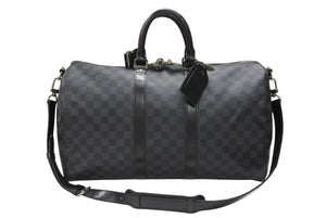 LOUISVUITTON ルイヴィトン キーポルバンドリエール45 ボストンバッグ N41418 ダミエグラフィット ブラック 美品 中古 4b007136