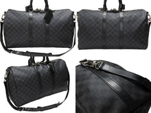 Load image into Gallery viewer, LOUISVUITTON ルイヴィトン キーポルバンドリエール45 ボストンバッグ N41418 ダミエグラフィット ブラック 美品 中古 4b007136
