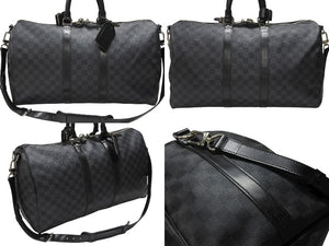 LOUISVUITTON ルイヴィトン キーポルバンドリエール45 ボストンバッグ N41418 ダミエグラフィット ブラック 美品 中古 4b007136