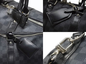 LOUISVUITTON ルイヴィトン キーポルバンドリエール45 ボストンバッグ N41418 ダミエグラフィット ブラック 美品 中古 4b007136