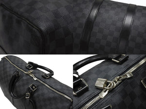 LOUISVUITTON ルイヴィトン キーポルバンドリエール45 ボストンバッグ N41418 ダミエグラフィット ブラック 美品 中古 4b007136