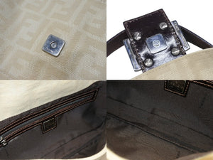 FENDI フェンディ マンマバケット ワンショルダーバッグ 26424 ズッキーノ柄 キャンバス レザー ベージュ シルバー金具 美品 中古 4b007137