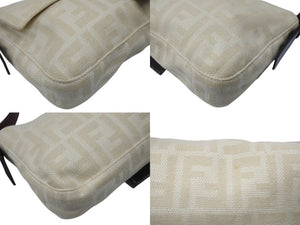 FENDI フェンディ マンマバケット ワンショルダーバッグ 26424 ズッキーノ柄 キャンバス レザー ベージュ シルバー金具 美品 中古 4b007137
