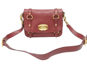 MIUMIU ミュウミュウ ショルダーバッグ セカンドバッグ 2WAYバッグ ボルドー レザー ロゴ金具 ゴールド金具 美品 中古 4b007138