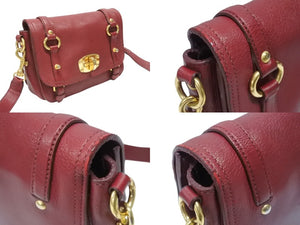 MIUMIU ミュウミュウ ショルダーバッグ セカンドバッグ 2WAYバッグ ボルドー レザー ロゴ金具 ゴールド金具 美品 中古 4b007138