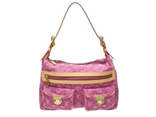 Load image into Gallery viewer, 新品同様 LOUIS VUITTON ルイヴィトン バギーPM ワンショルダーバッグ M95212 モノグラム デニム レザー ピンク 中古 4b007139
