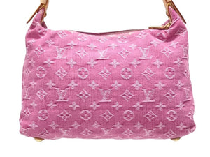 新品同様 LOUIS VUITTON ルイヴィトン バギーPM ワンショルダーバッグ M95212 モノグラム デニム レザー ピンク 中古 4b007139