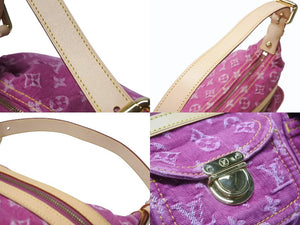 新品同様 LOUIS VUITTON ルイヴィトン バギーPM ワンショルダーバッグ M95212 モノグラム デニム レザー ピンク 中古 4b007139