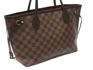 極美品 LOUIS VUITTON ルイヴィトン ネヴァーフルPM トートバッグ N51109 ダミエキャンバス ブラウン ゴールド金具 中古 4b007141