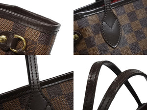 極美品 LOUIS VUITTON ルイヴィトン ネヴァーフルPM トートバッグ N51109 ダミエキャンバス ブラウン ゴールド金具 中古 4b007141