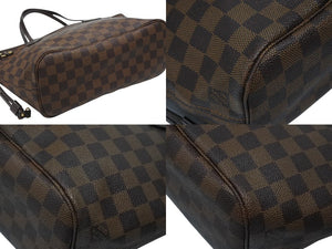 極美品 LOUIS VUITTON ルイヴィトン ネヴァーフルPM トートバッグ N51109 ダミエキャンバス ブラウン ゴールド金具 中古 4b007141