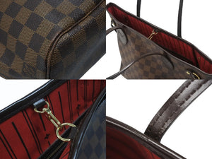 極美品 LOUIS VUITTON ルイヴィトン ネヴァーフルPM トートバッグ N51109 ダミエキャンバス ブラウン ゴールド金具 中古 4b007141