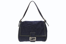 Load image into Gallery viewer, FENDI フェンディ マンマバケット ワンショルダーバッグ 26425 デニム レザー ネイビー シルバー金具 美品 中古 4b007142
