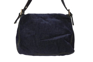 FENDI フェンディ マンマバケット ワンショルダーバッグ 26425 デニム レザー ネイビー シルバー金具 美品 中古 4b007142