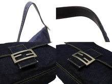 Load image into Gallery viewer, FENDI フェンディ マンマバケット ワンショルダーバッグ 26425 デニム レザー ネイビー シルバー金具 美品 中古 4b007142