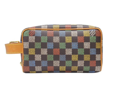 極美品 LOUIS VUITTON ルイヴィトン LVバーズダミエ ロッカー ドップキット クラッチバッグ 2025SS N00151 ブラウン マルチカラー 中古 4b007143