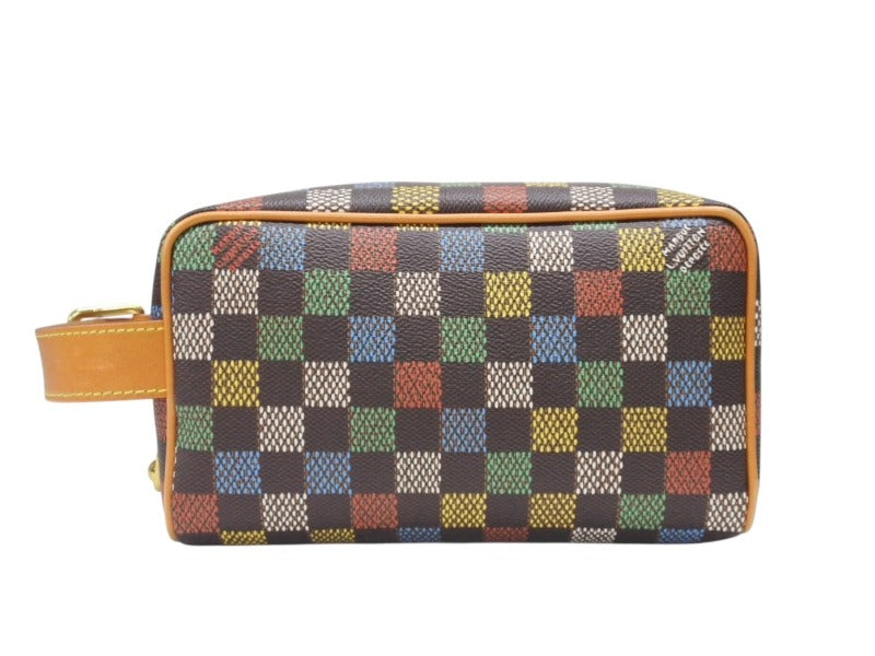 極美品 LOUIS VUITTON ルイヴィトン LVバーズダミエ ロッカー ドップキット クラッチバッグ 2025SS N00151 ブラウン マルチカラー 中古 4b007143