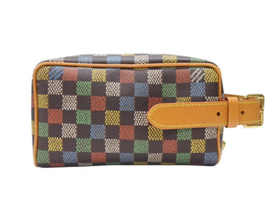 極美品 LOUIS VUITTON ルイヴィトン LVバーズダミエ ロッカー ドップキット クラッチバッグ 2025SS N00151 ブラウン マルチカラー 中古 4b007143