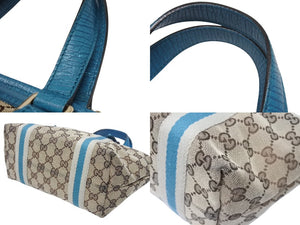 GUCCI グッチ ハンドバッグ 120844 ブラウン ベージュ GGスプリームキャンバス レザー シルバー金具 美品 中古 4b007144