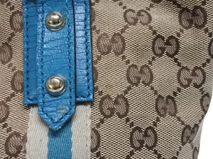 GUCCI グッチ ハンドバッグ 120844 ブラウン ベージュ GGスプリームキャンバス レザー シルバー金具 美品 中古 4b007144