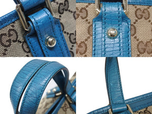 GUCCI グッチ ハンドバッグ 120844 ブラウン ベージュ GGスプリームキャンバス レザー シルバー金具 美品 中古 4b007144