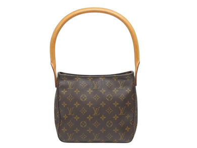 LOUIS VUITTON ルイヴィトン モノグラム ルーピングMM ワンショルダーバッグ M51146 PVC ヌメ革 ブラウン ゴールド金具 美品 中古 4b007145