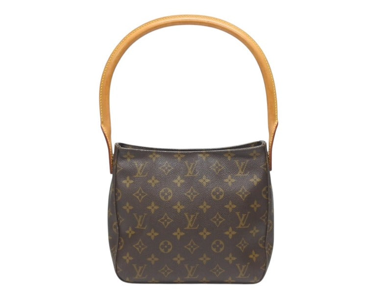LOUIS VUITTON ルイヴィトン モノグラム ルーピングMM ワンショルダーバッグ M51146 PVC ヌメ革 ブラウン ゴールド金具 美品 中古 4b007145