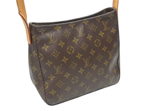 LOUIS VUITTON ルイヴィトン モノグラム ルーピングMM ワンショルダーバッグ M51146 PVC ヌメ革 ブラウン ゴールド金具 美品 中古 4b007145
