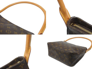 LOUIS VUITTON ルイヴィトン モノグラム ルーピングMM ワンショルダーバッグ M51146 PVC ヌメ革 ブラウン ゴールド金具 美品 中古 4b007145