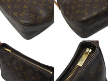Load image into Gallery viewer, LOUIS VUITTON ルイヴィトン モノグラム ルーピングMM ワンショルダーバッグ M51146 PVC ヌメ革 ブラウン ゴールド金具 美品 中古 4b007145