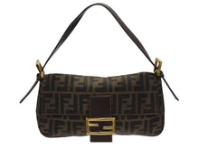 Load image into Gallery viewer, FENDI フェンディ マンマバケット ワンショルダーバッグ 26424 ズッカ柄 ブラウン キャンバス レザー ゴールド金具 美品 中古 4b007146