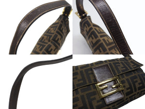 FENDI フェンディ マンマバケット ワンショルダーバッグ 26424 ズッカ柄 ブラウン キャンバス レザー ゴールド金具 美品 中古 4b007146