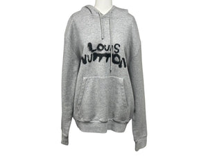 ルイヴィトン LOUISVUITTON 21AW RM212 ロゴプリントネオン ワーキングマンフーディ パーカー グレー M 美品 中古 4b007161