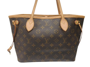 LOUIS VUITTON ルイヴィトン モノグラム ネヴァーフルPM トートバッグ M40155 ブラウン PVC ヌメ革 ゴールド金具 美品 中古 4b007164