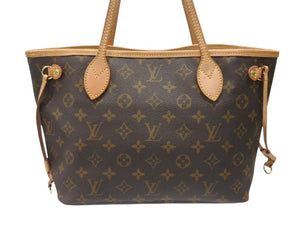 LOUIS VUITTON ルイヴィトン モノグラム ネヴァーフルPM トートバッグ M40155 ブラウン PVC ヌメ革 ゴールド金具 美品 中古 4b007164