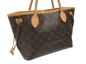LOUIS VUITTON ルイヴィトン モノグラム ネヴァーフルPM トートバッグ M40155 ブラウン PVC ヌメ革 ゴールド金具 美品 中古 4b007164