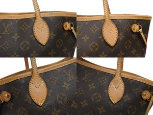 LOUIS VUITTON ルイヴィトン モノグラム ネヴァーフルPM トートバッグ M40155 ブラウン PVC ヌメ革 ゴールド金具 美品 中古 4b007164