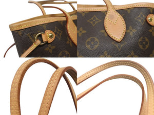 LOUIS VUITTON ルイヴィトン モノグラム ネヴァーフルPM トートバッグ M40155 ブラウン PVC ヌメ革 ゴールド金具 美品 中古 4b007164