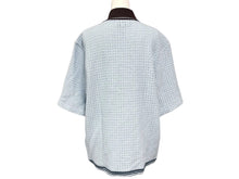 Load image into Gallery viewer, 極美品 HERMES エルメス 半袖 カラーカットワーク シャツ ショートスリーブ コントラストストライプ ブルー ブラウン M 中古 4b007176