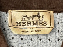 Load image into Gallery viewer, 極美品 HERMES エルメス 半袖 カラーカットワーク シャツ ショートスリーブ コントラストストライプ ブルー ブラウン M 中古 4b007176