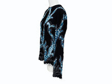 Load image into Gallery viewer, 極美品 LOUIS VUITTON ルイヴィトン 15SS ジップアップ レース ブラウス ブラック ホワイト ターコイズ レーヨン シルク 38 RW151A F7BB15VMX 中古 4b007171