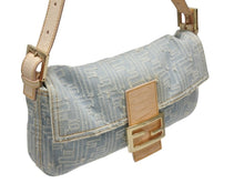 Load image into Gallery viewer, FENDI フェンディ ハンドバッグ ワンショルダーバッグ マンマバケット デニムキャンバス ズッカ ゴールド金具 美品 中古 4b007175