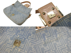 FENDI フェンディ ハンドバッグ ワンショルダーバッグ マンマバケット デニムキャンバス ズッカ ゴールド金具 美品 中古 4b007175