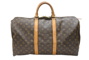 LOUIS VUITTON ルイヴィトン キーポル50 ボストンバッグ M41426 モノグラムキャンバス ブラウン ゴールド金具 美品 中古 4b007176