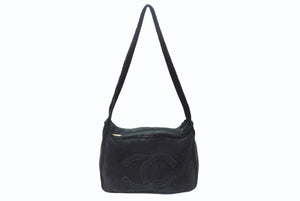 CHANEL シャネル ココマーク ムートン ワンショルダーバッグ 7番台 ブラック ゴールド金具 美品 中古 4b007177