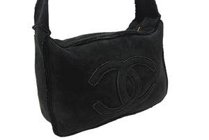 CHANEL シャネル ココマーク ムートン ワンショルダーバッグ 7番台 ブラック ゴールド金具 美品 中古 4b007177